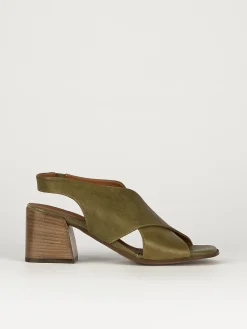 Sandalo tacco 7 cm verde pelle