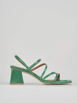 Sandalo tacco 6 cm verde pelle