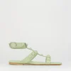 Sandalo tacco 1 cm verde pelle
