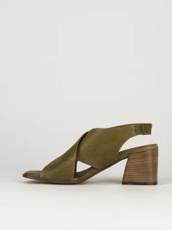 Sandalo tacco 7 cm verde pelle