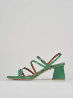 Sandalo tacco 6 cm verde pelle