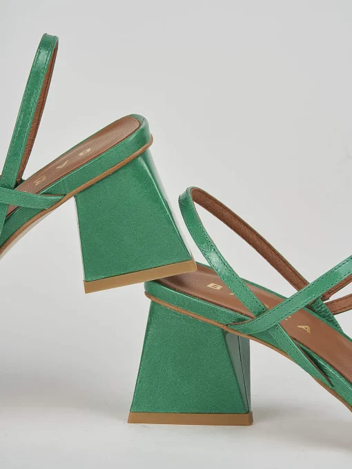 Sandalo tacco 6 cm verde pelle