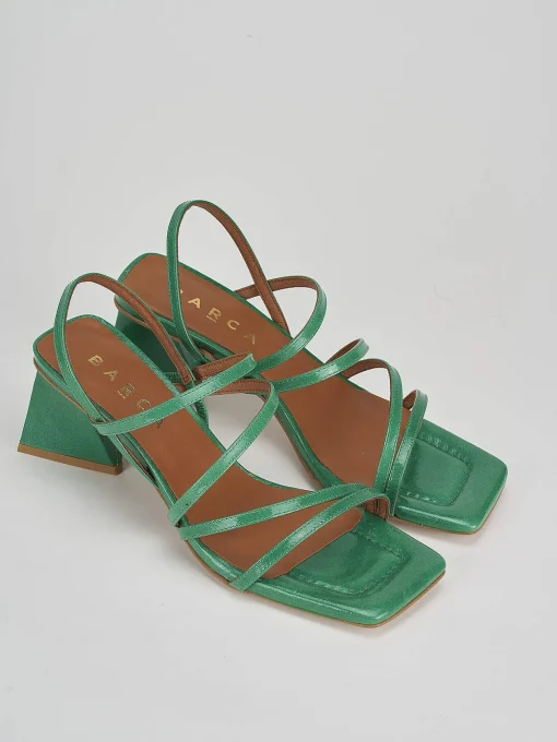 Sandalo tacco 6 cm verde pelle