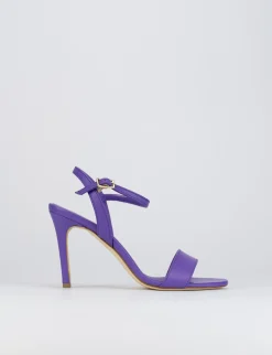 Sandalo tacco 8 cm viola pelle
