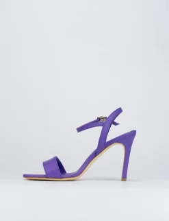 Sandalo tacco 8 cm viola pelle