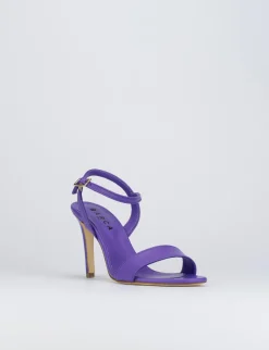 Sandalo tacco 8 cm viola pelle
