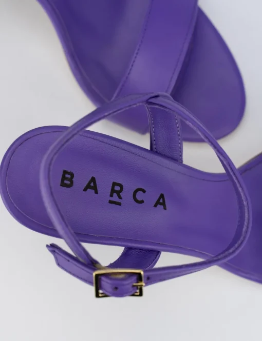 Sandalo tacco 8 cm viola pelle