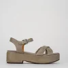 Sandalo tacco 1 m beige pelle