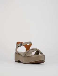Sandalo tacco 1 m beige pelle