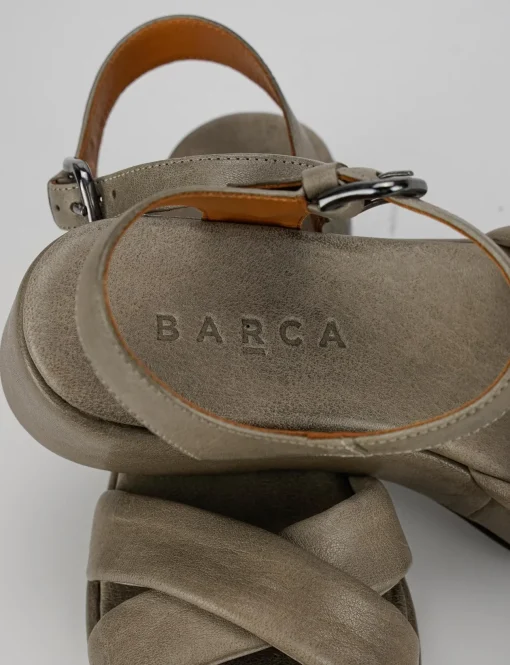 Sandalo tacco 1 m beige pelle