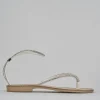Sandalo tacco 1cm argento pelle