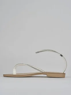 Sandalo tacco 1cm argento pelle