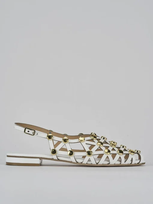 Sandalo tacco 1cm bianco pelle