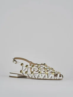 Sandalo tacco 1cm bianco pelle