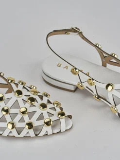 Sandalo tacco 1cm bianco pelle