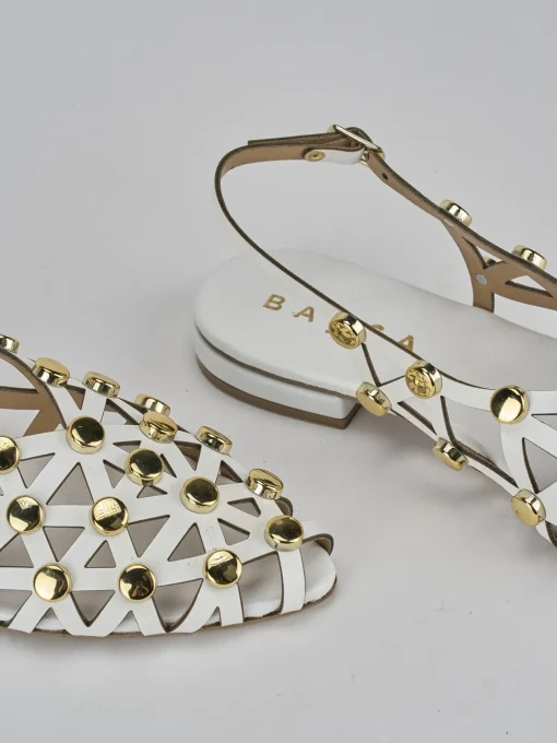 Sandalo tacco 1cm bianco pelle