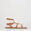Sandalo tacco 1cm marrone pelle