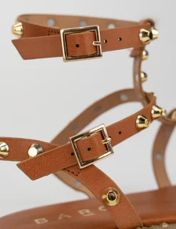Sandalo tacco 1cm marrone pelle