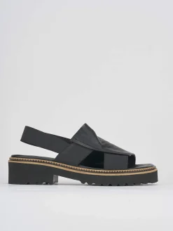 Sandalo tacco 5cm nero pelle