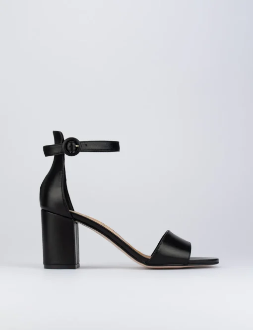 Sandalo tacco 7cm nero pelle