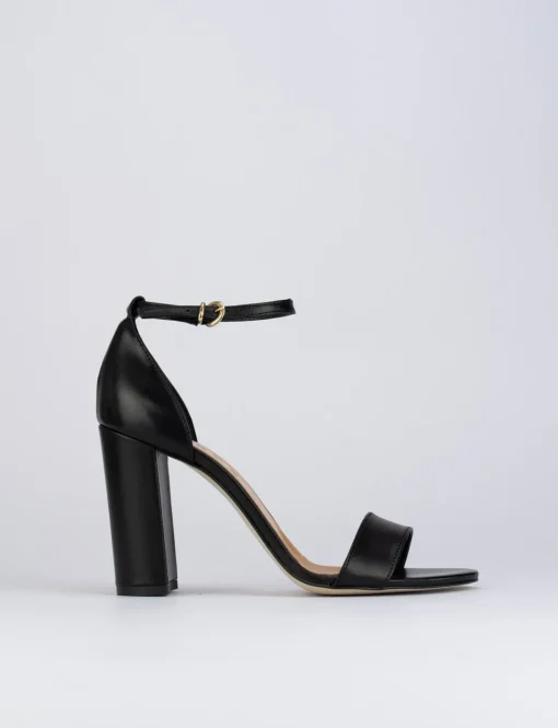 Sandalo tacco 7cm nero pelle