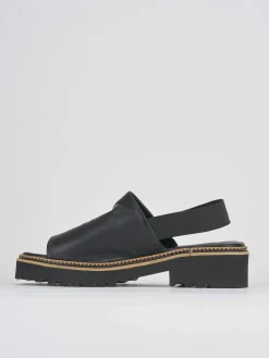 Sandalo tacco 5cm nero pelle