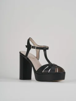 Sandalo tacco 9cm nero pelle