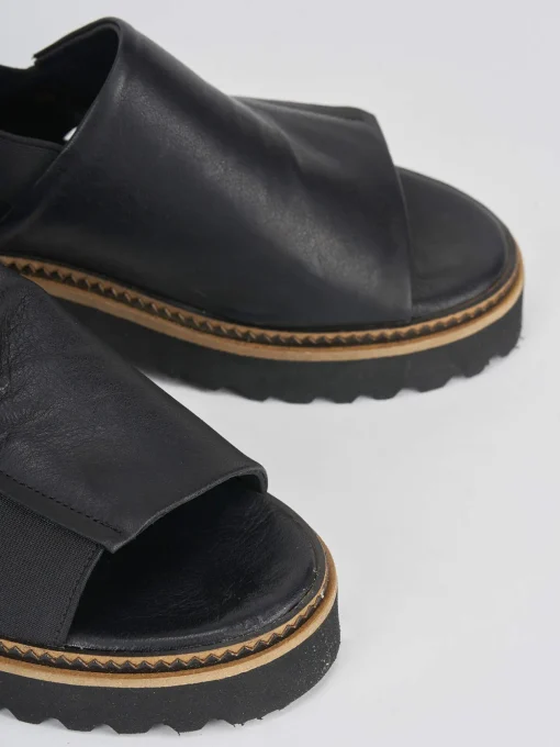 Sandalo tacco 5cm nero pelle