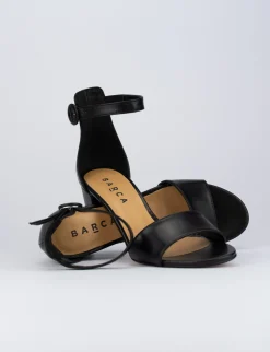 Sandalo tacco 7cm nero pelle