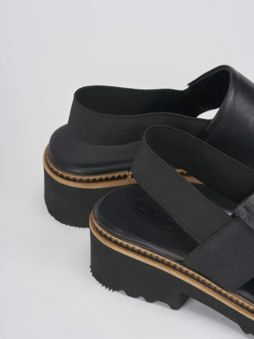 Sandalo tacco 5cm nero pelle