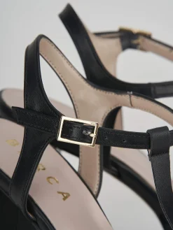 Sandalo tacco 9cm nero pelle