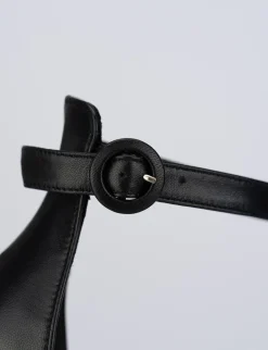Sandalo tacco 7cm nero pelle