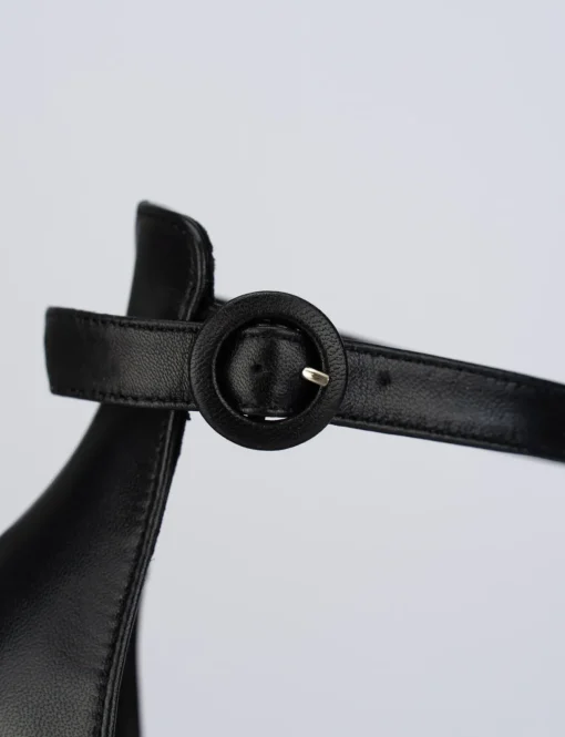 Sandalo tacco 7cm nero pelle