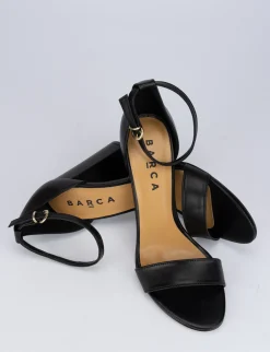 Sandalo tacco 7cm nero pelle