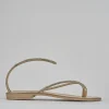 Sandalo tacco 1cm oro pelle