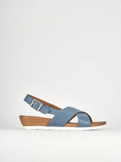 Sandalo zeppa 3 cm azzurro pelle