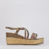 Sandalo zeppa 7 cm beige camoscio