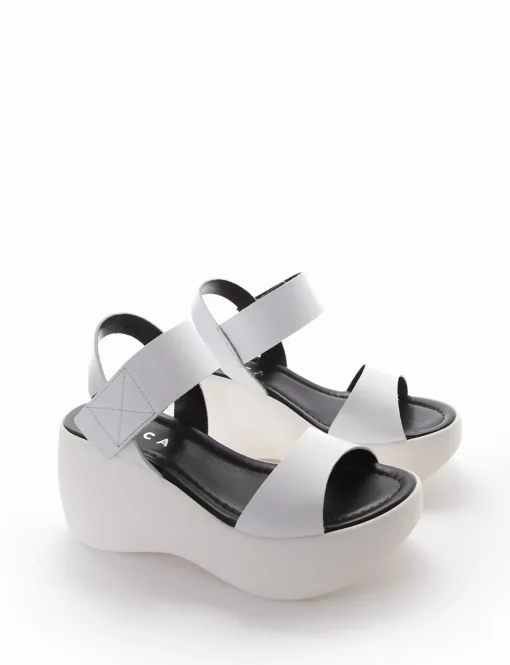 sandalo zeppa 8 cm bianco