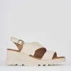 Sandalo zeppa 6 cm bianco pelle