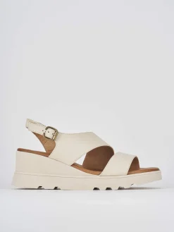Sandalo zeppa 6 cm bianco pelle