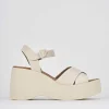 Sandalo zeppa 8 cm bianco pelle