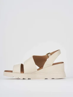Sandalo zeppa 6 cm bianco pelle