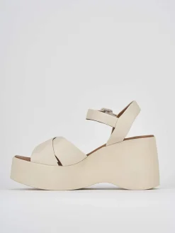 Sandalo zeppa 8 cm bianco pelle