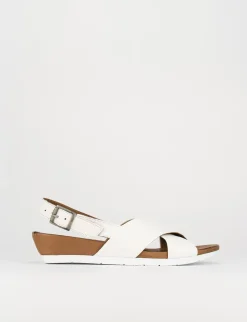 Sandalo zeppa 3 cm bianco pelle