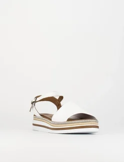 Sandalo zeppa 3 cm bianco pelle
