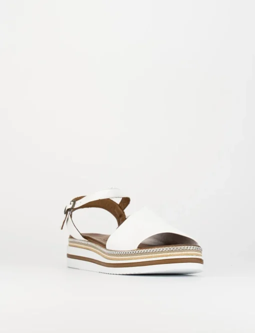 Sandalo zeppa 3 cm bianco pelle