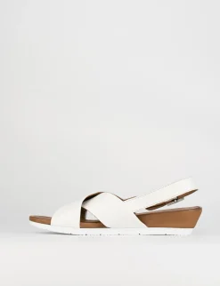 Sandalo zeppa 3 cm bianco pelle