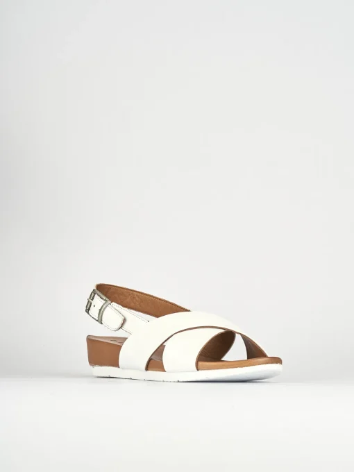 Sandalo zeppa 3 cm bianco pelle