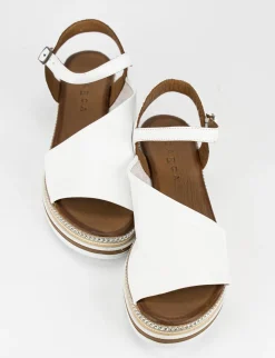 Sandalo zeppa 3 cm bianco pelle