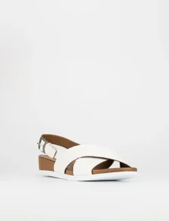 Sandalo zeppa 3 cm bianco pelle